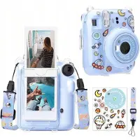 EtuiTab - Siliconen Hoesje - Instax Mini 12 - Niveaublauw - Inclusief Stickers