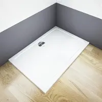 AICA 150x70cm Rechthoekige douchebak kunststeen GelCoat Voor douchecabine 3 cm hoog inclusief douchebak afvoer