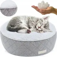 DOTTY Ronde Hondenkussen Puf - Zacht Pluche Bed - Maat S - Grijs