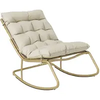 HOMCOM Outsunny schommelstoel - Staal, polyester - 113 x 70 x 76 cm - Khaki beige