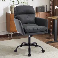 OKWISH Bureaustoel – Ergonomisch Zitcomfort – Metalen Frame – PU Kunstleer – Modern – Zwart – Voor Werkplek