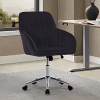 STILVORA Bureaustoel Verstelbare Zithoogte 50-59 Cm - Ergonomisch Draaibaar - Voor Kantoor En Slaapkamer - Fluweel Zwart