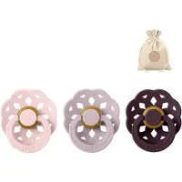 BIBS boheme fopspenen - Maat 2 6-18 maanden - Dusky Lilac, Blossom, Plum + Bolletoet speenzakje