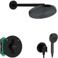 Hansgrohe - Doucheset met inbouwkraan, met hoofddeel, diameter 26 cm, 3 jets, mat zwart SANI21HHH400