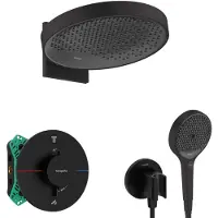 Hansgrohe - Doucheset met inbouwthermostaat, met hoofddeel, diameter 36 cm, 3 jets, mat zwart SANI21HHH410