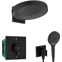 Hansgrohe - Doucheset met inbouwthermostaat, met hoofddeel, diameter 36 cm, 3 jets, mat zwart SANI21HHH411