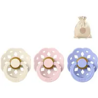 BIBS boheme fopspenen - Maat 1 0 - 6 maanden - Ivory, Blossom, Hush + Bolletoet speenzakje