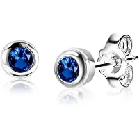 Zinzi SEPTEMBER oorknoppen 4mm zilver met geboortesteen blauw saffier zirconia