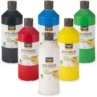 Creall Eco Color Plakkaatverf - Set met 6 x 500 ml flessen - 6 kleuren ECO schoolverf – waterbasis - acryl - Nordic Swan Ecolabel – Uitwasbaar, Vegan & Glutenvrij
