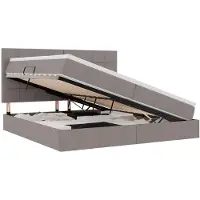 vidaXL LED opbergbed met matras Taupe 200 x 200 cm Stof