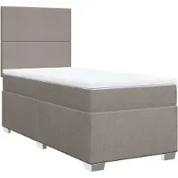 vidaXL Boxspring met matras stof taupe 100x200 cm