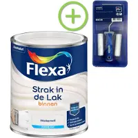 Flexa Voordeelpakket Strak In De Lak - Watergedragen - Zijdeglans - Wolkenwit 750 ML + Lakroller - 4 Delig