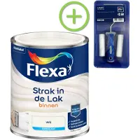Flexa Voordeelpakket Strak In De Lak - Watergedragen - Zijdeglans - Wit - 750 ML + Lakroller - 4 Delig