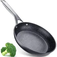 Meisterhome Hitec ⌀ 28 cm Marmer Gecoate Koekenpan met ergonomisch Handvat - - Geschikt voor Alle Warmte Bronnen - Marmer Coating - Lood -vrij • Anti Aanbak Energiebesparende bodem