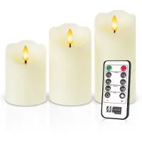 Meisterhome – 3 x Led Stompkaars Rustiek - Ivoor – Stompkaars Echte wax – Led kaarsen - 10 / 12.5 / 15 cm Hoog - Met afstandsbediening – Timer 2/4/6/8 uur - Dimbaar