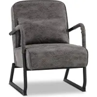 MCombo Retro Relaxfauteuil – Ergonomisch Comfort, Vintage Design, Microvezel, Donkergrijs (Zonder Hocker)