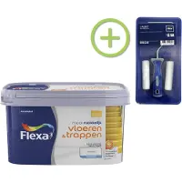 Flexa Voordeelpakket Mooi Makkelijk - Vloeren En Trappen - Mooi Ijswit 2,5 Liter + Lakroller - 4 Delig