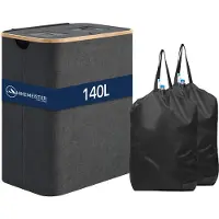Meisterhome Flessenmand met flessentas – Statiegeld prullenbak voor lege flessen & blikken – Recycle bak – Afvalscheidingsbak – Statiegeld container - 140L