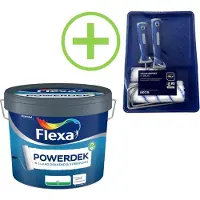 Flexa Voordeelpakket Powerdek - Muren & Plafonds Wit - 10 Liter + Muurverfset 5-delig