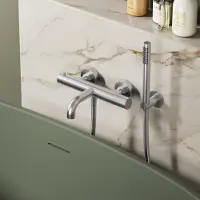 Saniclear London opbouw badkraan RVS look PVD met staafhanddouche