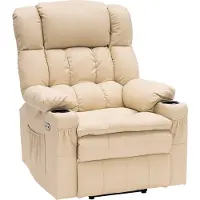 MCombo Monkey's Luxe Elektrische Relax stoel - Ligpositie 165 Graden - Voetensteun - Chill stoel - USB Aansluiting - Crème Wit - Leer - Retro - Tv stoel - Sta Op Functie - 3 Motoren -‎ 100 x 86 x 112 cm