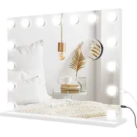 HOMCOM LED Vanity Makeup Mirror-Glas, Metall-58L x 14B x 48H cm-Weiß