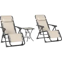 Outsunny -Gartenliege Set-Metall, Netzstoff-90L x 65B x 110H cm-Beige