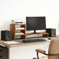 Prolenta Maison Exclusive - Monitorstandaard met bureauorganizer, met een uitstraling van gerecycled hout