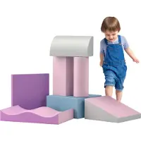 HOMCOM Schuimblokken voor kinderen, stimuleert creativiteit, kunstleer, 40x40x20 cm, Meerkleurig, 1-3 jaar