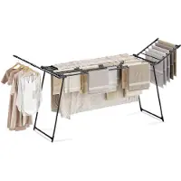 Meisterhome – Uitschuifbaar Zwart Wasrek - Droogrek – Extra Groot & Inklapbaar Droogrek – 25 m Drooglengte – Stevig Carbonstaal – Tot 30 kg Wasgoed