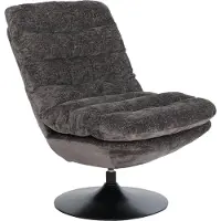 MCW Loungefauteuil -Q29, cocktail-/gestoffeerde-/relaxfauteuil, draaibare fauteuil, chenille (470 g/m²), Oeko-Tex, staal ~ grijsbruin