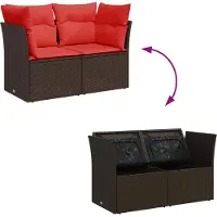 vidaXL - Tuinbank - met - kussens - 2-zits - poly - rattan - bruin