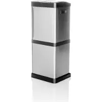 Hjh OFFICE Afvalbak/afvalscheidingssysteem CLEAN VII 32L (2 x 8 l + 16 l) staal zilver