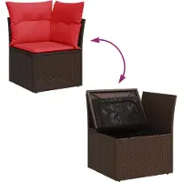 vidaXL - | - Tuinbank - | - met - kussen - met - opslag - Bruin - 62 - x - 62 - x - 69 - cm - Poly - riet