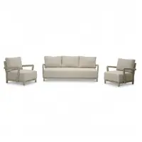 LUX outdoor living Amalfi stoel-bank loungeset 5 personen | aluminium + polywood | beige | 3-delig