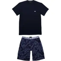 Emporio Armani Pyjama kort donkerblauw / zwart / wit