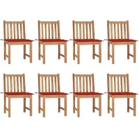 vidaXL Tuinstoelen 8 st met kussens massief teakhout