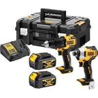 DeWalt Draagbare gereedschapsset - - DCK2062M2T - 2 gereedschappen 18V - 2 batterijen 4 Ah - Oplader inbegrepen