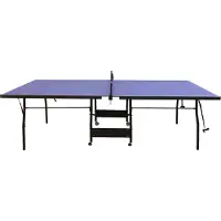 Vente-unique Opklapbare pingpongtafel op wieltjes voor binnen met accessoires - L274 x D152,5 x H76 cm - GARRY