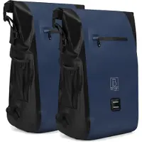 Brisby 40-52 Liter 3 in 1 Waterdichte Rolltop Fietstassen SET van 2 - Rugtas - Schoudertas - Blauw