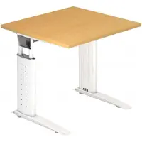 Hjh OFFICE PRO UNDA 8 W - 80 x 80 Tafelhoogte I In hoogte verstelbaar Beuken/Wit