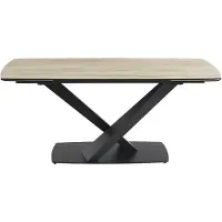 Vente-unique Verlengbare eettafel 6 tot 10 plaatsen van gehard glas - Zwart marmereffect - MALATA van Pascal MORABITO