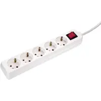 As Schwabe as-Schwabe stekkerdoos met 5 stopcontacten, schakelaar, 1,4 meter, hoekmodel, Schuko, 230V, 16A, IP20