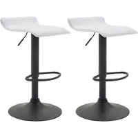 CLP Set van 2 barkrukken Dyn V2, bekleed met kunstleer, in hoogte verstelbaar en draaibaar | Kleur: wit, frame: zwart