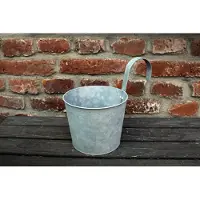 Esschert Design Zinken balkon bloempot met haak grijs Esschert Design Bloempot