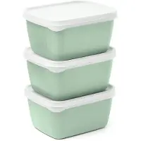 Amuse Optifridge Bio Vershoudbakjes - 3x900ml - Bioplastic bewaarbakjes met deksel - Stapelbare bewaardozen - Meal prep bakjes - BPA-vrije Vershouddoos - Groen - 122x153x120mm
