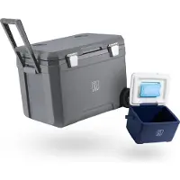 Brisby Koelbox - Frigobox - 45L - 3 Dagen Isolatie - 4 Dikke Koelelementen - Tempratuur Veilige Sluiting - Grijs