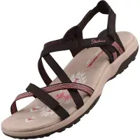 SKECHERS Dames Chocolade Reggae Slim Sun Array Sandalen (40), Bruin, Plat, Klittenband, Casual, Strandkleding 163115