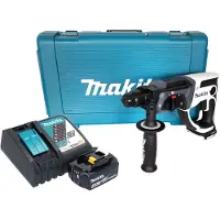 Makita Boormachine + slagboor, DHR 202 RM1W Accu boormachine 18 V 20 mm 2.0 J wit + 1x oplaadbare accu 4.0 Ah + lader + koffer