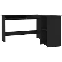 Syfax Zwarte hoekbureau, 120 x 140 x 75 cm, gemaakt van composiethout